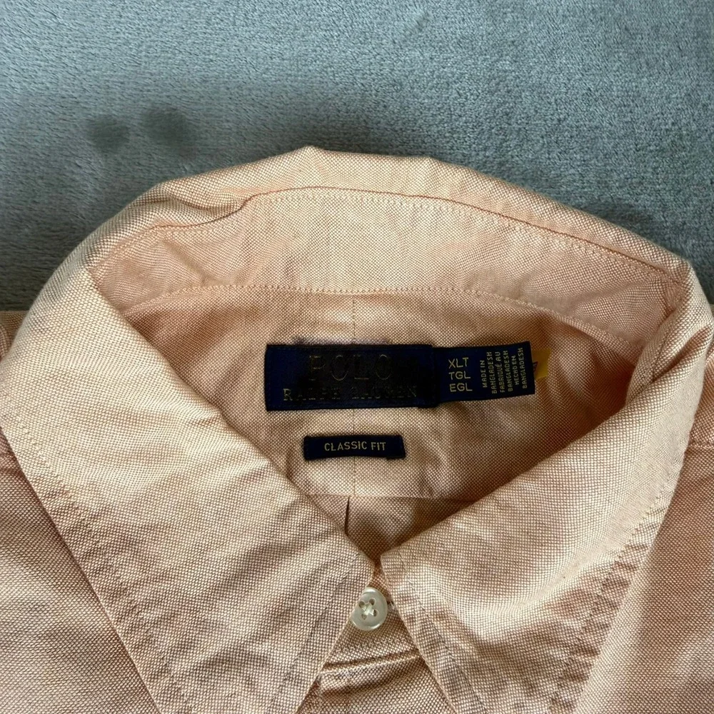 Polo Ralph Lauren Button-Down Shirt Mens XLT Peach Cotton Flesh Pony New NWOT